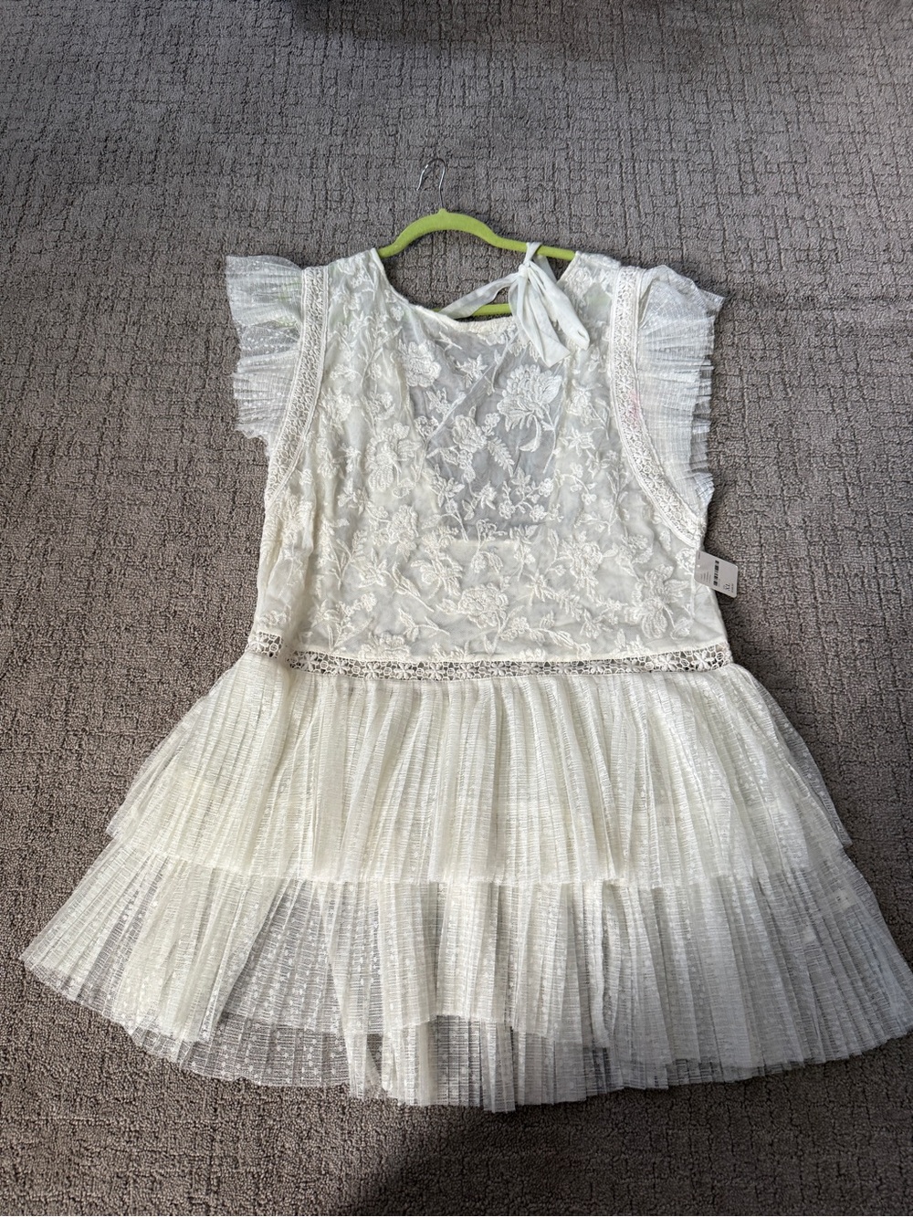 Free People Ivory Lace & Tiered Tulle Girls Dress
